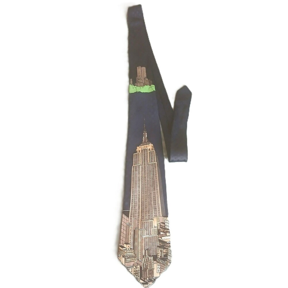 Vintage NYC Silk Tie World Trade Center Twin Towers Empire State Building